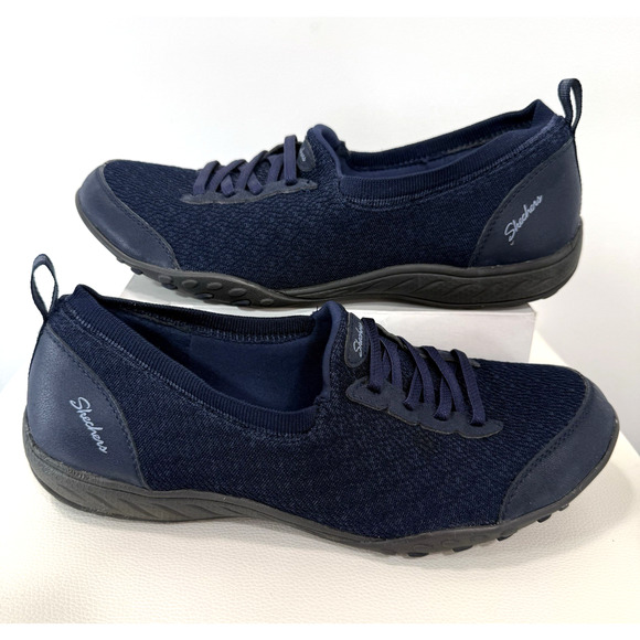 Skechers Women's Size 9.5 Navy Blue Relaxed Fit Casual Shoes Sneakers - Picture 3 of 9